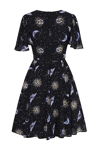 Hell Bunny Robe Solaris Femme Robe mi-Longue Noir L 100% Polyester