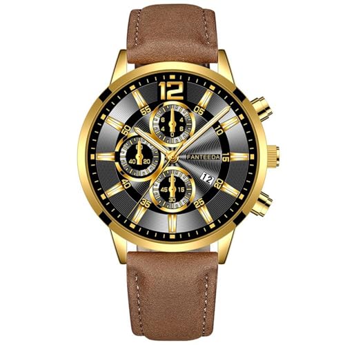 Reloj casual para hombre Reloj de cuarzo Fashion Date Concept con correa de muñeca de cuero de ajuste cómodo, Z5