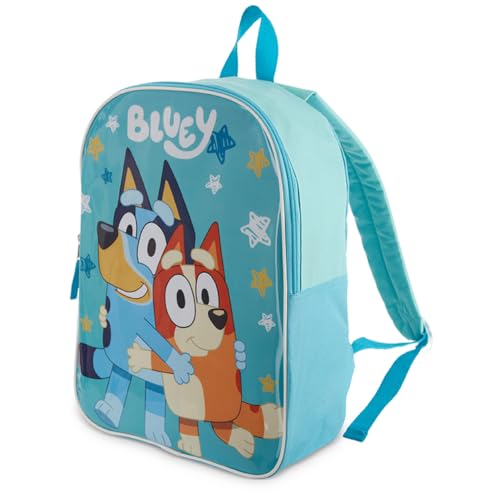 Bluey Mochila para meninas – Linda mochila escolar infantil com design elegante – Mochila de viagem mochila com alças ajustáveis – 38 cm, Azul, 15 Inch