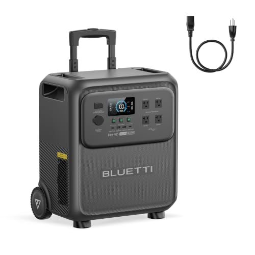Image of BLUETTI Elite 400 Solar Generator and AC Charging Cable, 3840Wh LFP Batttery Backup with 2600W AC Outlets, High Capacity Portable Power Station with Wheels for Home Backup, Outage, Camping