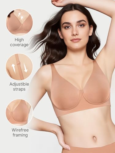 Image of Enamor Bamboo Cotton IO05, Plunge, Everyday Women's T-Shirt Bra - 3X Softer, 4X More Absorbent & Antimicrobial, Padded, Wirefree, High Coverage