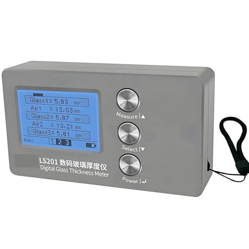 LSBHPPD Medidor Espesor Vidrio Aislante,Medidor Digital Espesor Vidrio,con Pantalla LCD Y Diseño Cordón,Precisión: ±0,1mm,Rango: Espesor Vidrio 70mm,Capa Aire 45mm, para Ventanas aisladas
