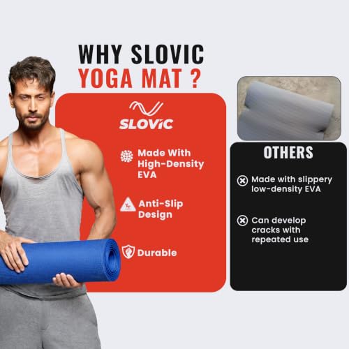 Image of Slovic Yoga Mat for Women [4 MM] | Exercise Mat for Home | Non-Slip Yoga Mat for Men | Workout Mat For Kids | Gym Mat for Indoor Excercise | EVA