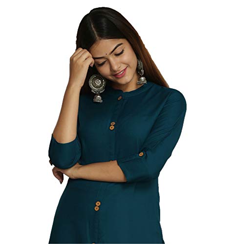 Image of NEW4U Women's Solid Rayon Straight Kurta