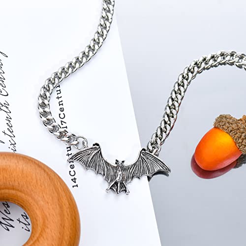 KURTCB Bat Necklace Gothic Punk Cool Heavy Chain Choker Cyber Animal Wing Pendant Necklace for Women Halloween Jewelry2