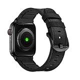 Mifa Compatible with Apple Watch Band 44mm 42mm Series 5 4 3 Hybrid Sports Leather Vintage Dressy Bands Suede Replacement Straps Sweatproof iwatch Nike Space Black Grey Men 42/44mm Black