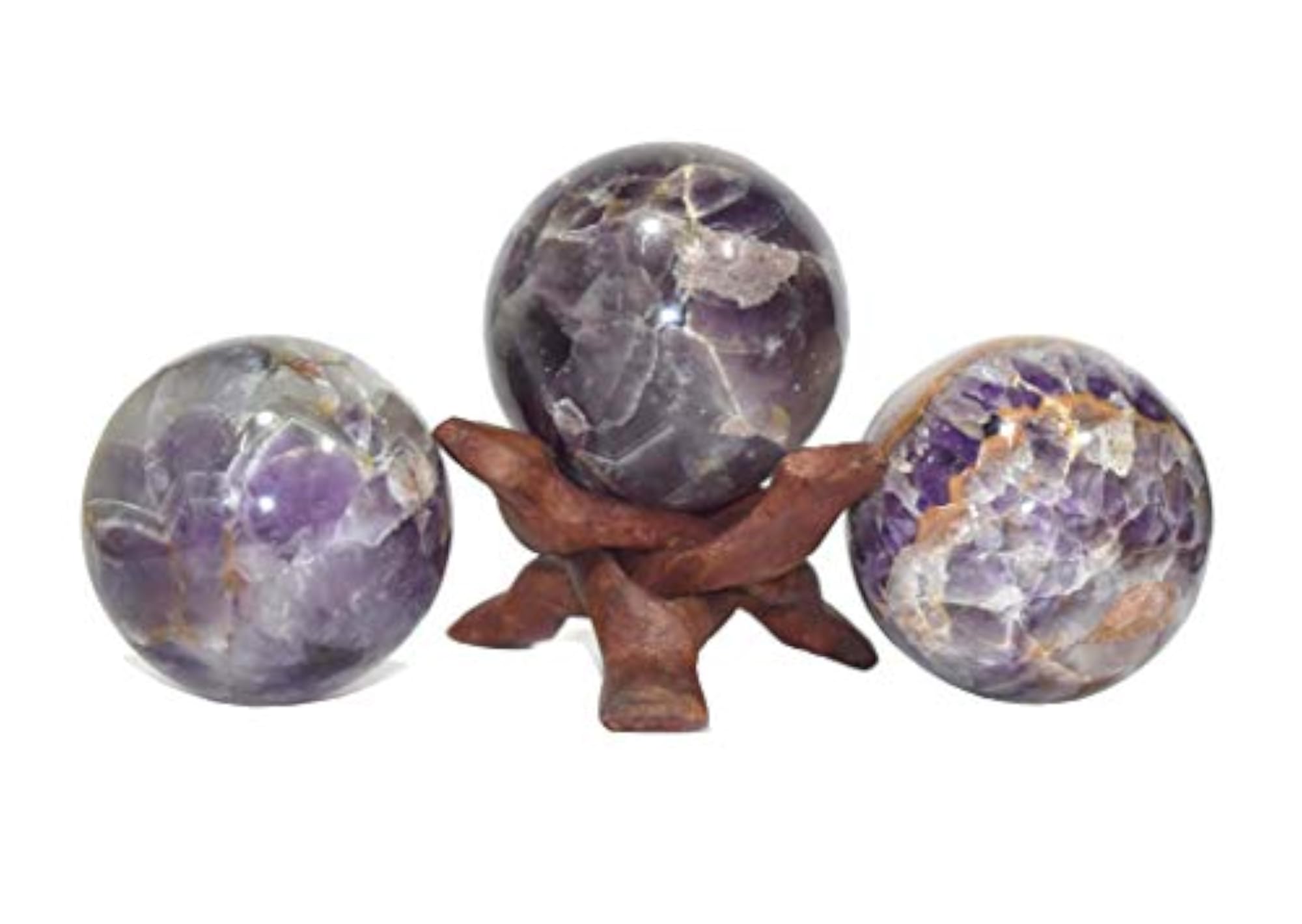 Amethyst Sphere with Wooden Ball Stand, Natural Crystal