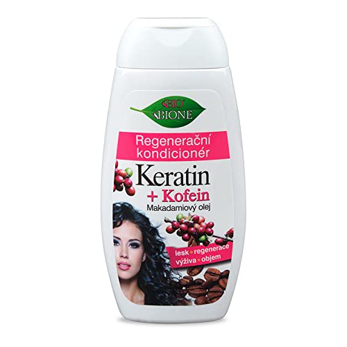 Bione 100% bio & wegańska keratyna, kofeina, olej makadamia, odżywka do włosów/odżywka bez oleju mineralnego, silikonów, parabenów, SLS! - 260 ml