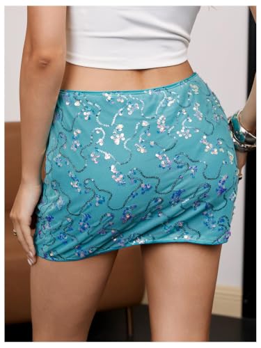 Image of Floerns Women's Sequin Low Waist Mini Skorts Night Out Skirt Shorts