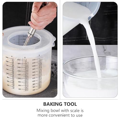 Tazón para mezclar con tapa y medidor PRETYZOOM plástico blanco miniatura 2