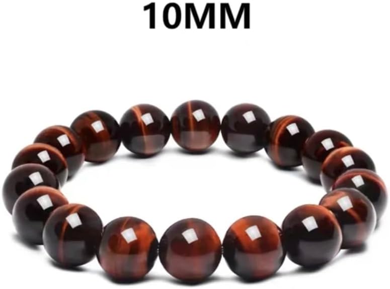 Natural Red Tiger Eye Obsidian Stone Bracelet Men and Women Gemstone Jewelry Reiki Healing Viking Boho Bracelet Vintage (10mm) - Image 3
