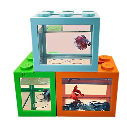 Image of Sage Square Betta Fish Tank - Perfect for Small Spaces, Sturdy, Stylish Design for Beginners & Experienced Fish Keepers, Easy Maintenance Aquarium for Betta Fish, Ideal for Home, Office (Pack of 3)