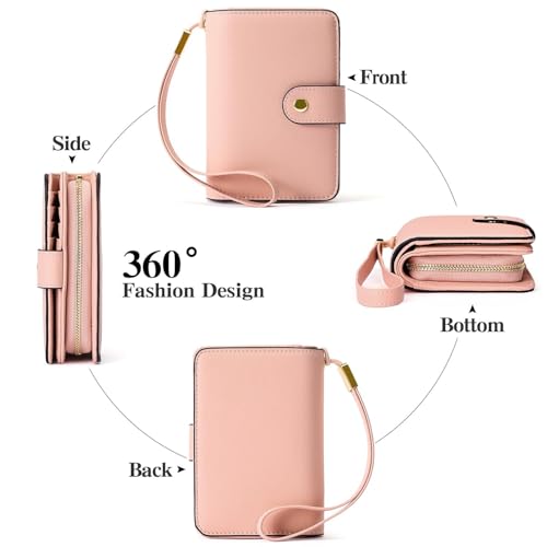 Leather Wallets for Women RFID Blocking Bifold Zipper Pocket Wallet Card Case Purse with ID Window4