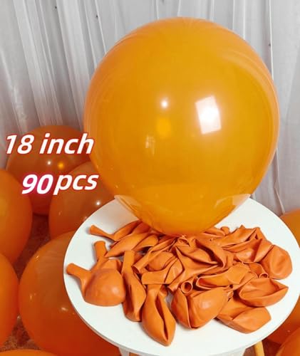 Image of 90 Pack Orange Balloons 18 inch Orange Latex Party big Balloon Bulk for Various Party Events Decorations