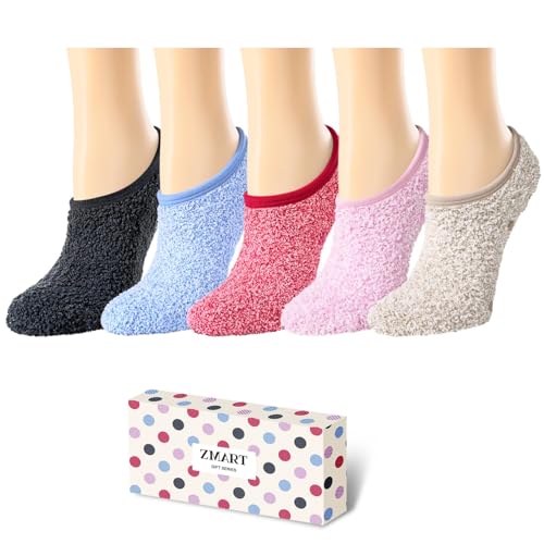 Zmart Fuzzy Anti-Slip Pilates Socks - Women Non Slip Slipper Socks with Grippers for Yoga