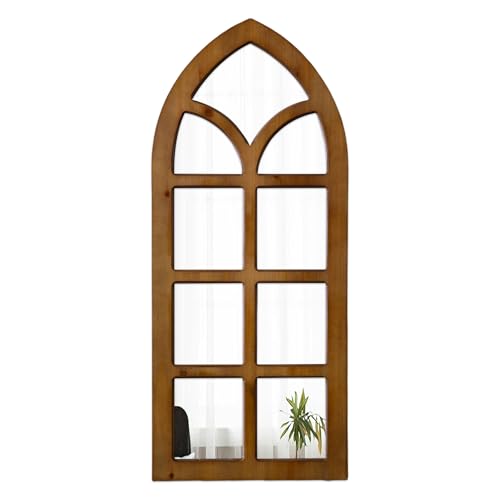 Sintosin Farmhouse Arched Windowpane Mirror 14 X 34 Inch, Hanging