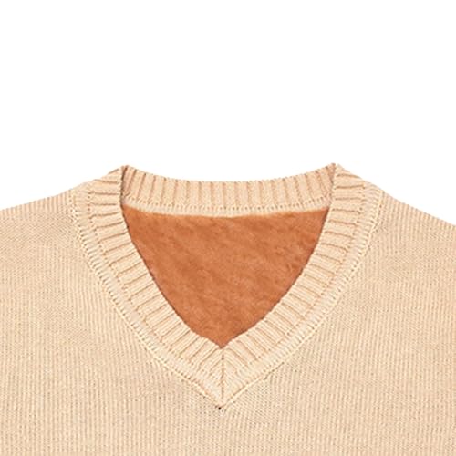 Mens Winter Casual Sweater Vest Velvet Thick Knitted Pullover V-Neck Casual Sleeveless Tank Top Cardigan2