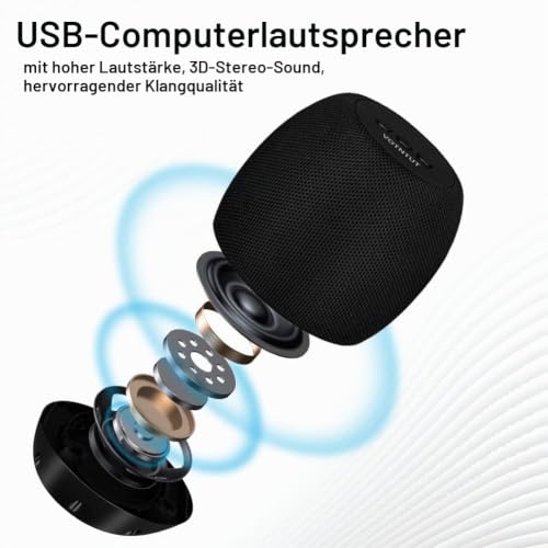 YYV PC Lautsprecher, Wired Computer Lautsprecher für Desktop/Laptop/Notebook, Mini USB PC...