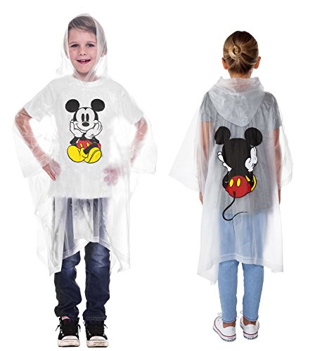 Disney Mickey Mouse Rain Poncho Hoodie Front Back Print (Mickey - Youth)
