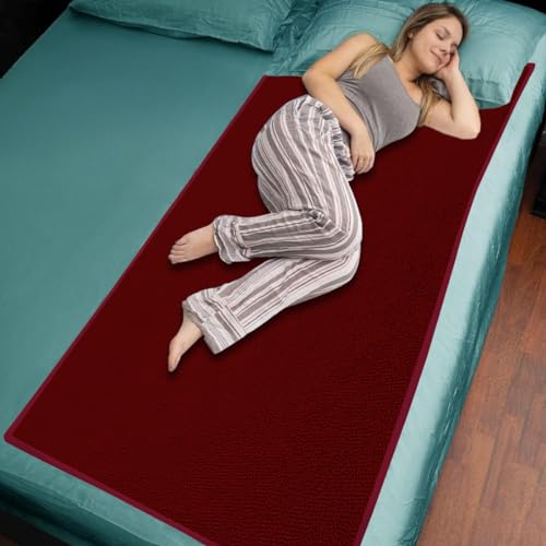 ADBENI HOME Terry Cortridge Cotton Waterproof Incontinence Bed Pad, 72x34 Inch Maroon, Ecofriendly, Non Slip Protector, Leak Proof & Stain Free, Washable Multi Purpose Utility Sheet