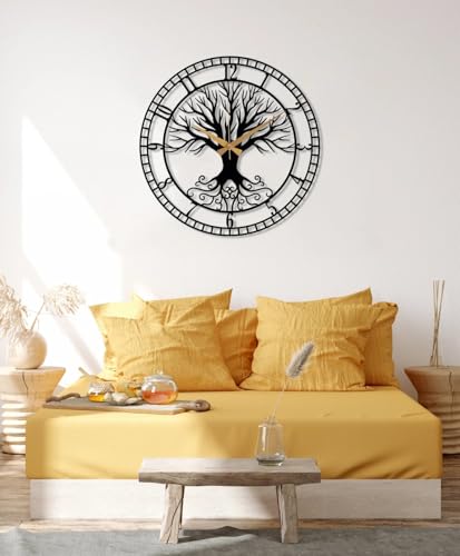 Image of Stylish Metal Wall Clock for Living Room, Bedroom, Office, Kitchen, Home and Hall | Antique Fancy Big Size Modern Wall Watch for Home Decor (DA-40, 50 CM)
