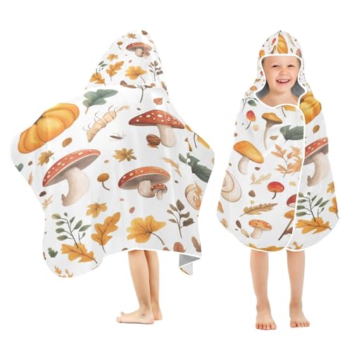 Kigai Snails Mushroom Hooded Beach Towel for Kids Soft Absorbent Quick Dry Bath Towel with Hood Lightweight Toddler Shower Pool Bath Wrap for Boys Girls