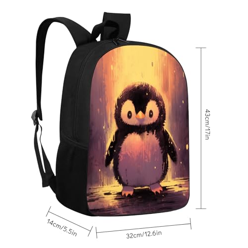 Penguin School Backpack Cute Fuzzy Baby Penguin Bookbag for Teens Kids Boys Girls, Large 17 inch Elementary Junior High University School Bag, Water Resistant Casual Travel Daypack3