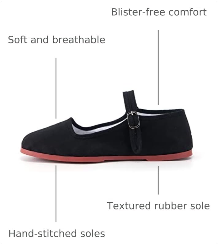 Image of Womens Classic China Flats, Casual China Doll Shoes, Cotton Mary Janes, Chinese Tai Chi Shoes
