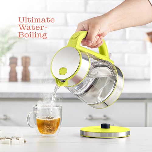Image of Speed-Boil Water Electric Kettle, 1.7L 1500W, Coffee & Tea Kettle Borosilicate Glass, Water Boiler, Auto Shut-Off, Cool Touch Handle, Base Detachable, LED. 360 Rotation, Boil Dry Protection