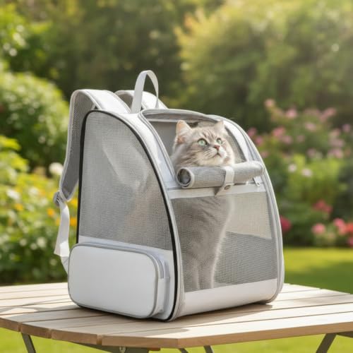 Mochila de viaje para gatos transpirable ideal para escapadas urbanas rosa 7