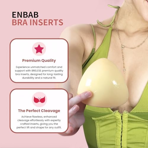 Image of ENBAB Sticky Push Up Bra Inserts 2 Pairs-Double Sided Sticky Waterproof Bra Pads for Swimsuit, Sports Bra & Wedding Dress