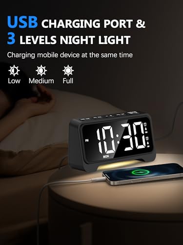 Miniatura 4 de Despertador Con Vibración, Despertador Extra Fuerte Con Agitador De Cama, Reloj Digital De Mesilla, Con 2 Alarmas Y Modo Fin De Semana, Brillo Y Sonidos Regulables, Gran Pantalla Led