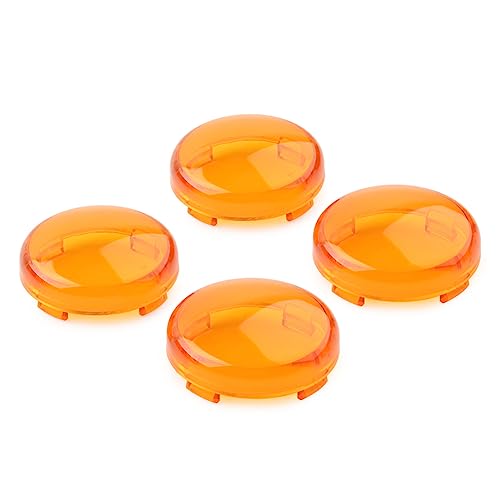 Cnfang4 4PCS Motorcycle Flat LED Turn Signal Light Lens Covers Caps for Harley Touring for Softail Dyna, amber