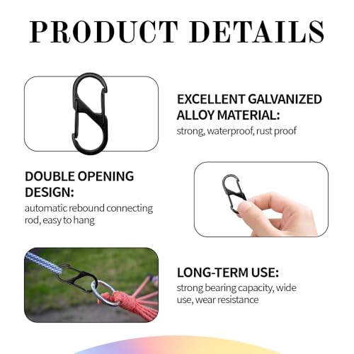 Image of Dual Hook S Carabiners,Dual Spring Mini S Carabiner Zipper Clip Theft Deterrent for Luggage Suitcase Camping Key Chain Backpack Zipper Clip Anti-Theft(4pcs,40mm)