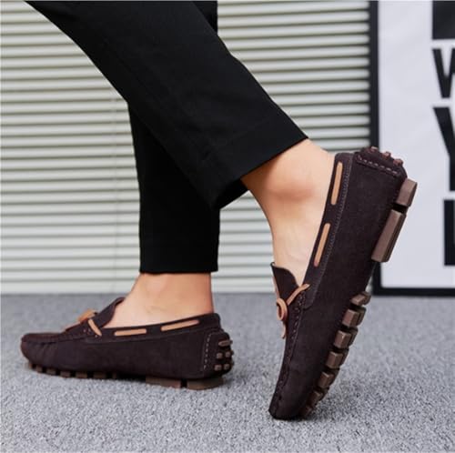 Mens Loafers Shoe Stitching Detailed Round Toe Suede Vamp Slip Resistant Comfortable Fashion Casual Slip-ons4