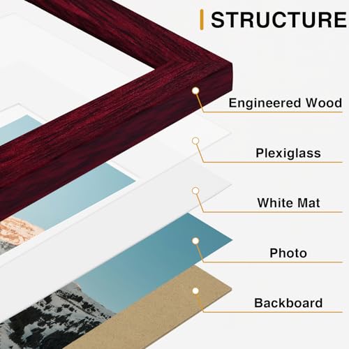 Image of Vittanly Picture Frames Set of 10, Picture Frames Collage Wall Decor with Two 8x10, Four 5x7 and Four 4x6 Photo Frames, Gallery Wall Frame Set for Wall or Tabletop Display, Cherry Red