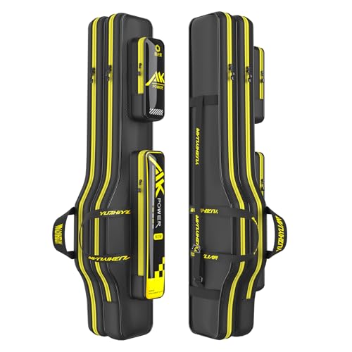 yuzhiyuan Fishing Rod Case & Bag Triple-Layer - 1680D Oxford Wire-Reinforced Anti-Deforming Foldable Portable Quick-Access Compartments Fishing Gift for Men Anglers