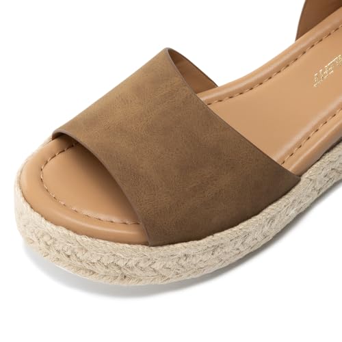Image of Athlefit Women's Espadrille Platform Wedge Sandals | Adjustable Ankle Strap Buckle,Comfortable Open Toe Flatform,Summer Casual Daily Wear for All-Day