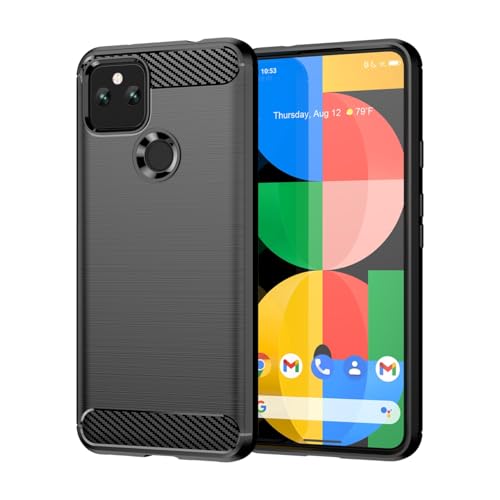 Vavies Coque pour Pixel 4A 5G Case, pour Pixel 5XL G025I Fibre de Carbone - Coque Ultra Fine en TPU Souple Antichoc Étui pour Google Pixel 4A 5G Noir