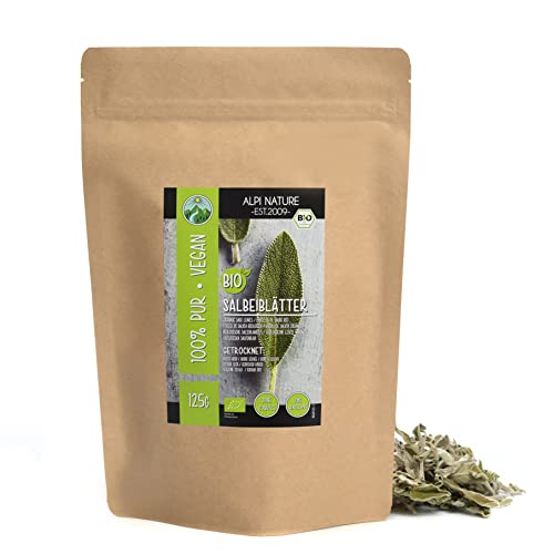 Alpi Nature Salbeitee BIO 125g, Salbeiblätter getrocknet ganz, Salbeiblättertee, Salbei Tee lose, Salbeiblätter Tee