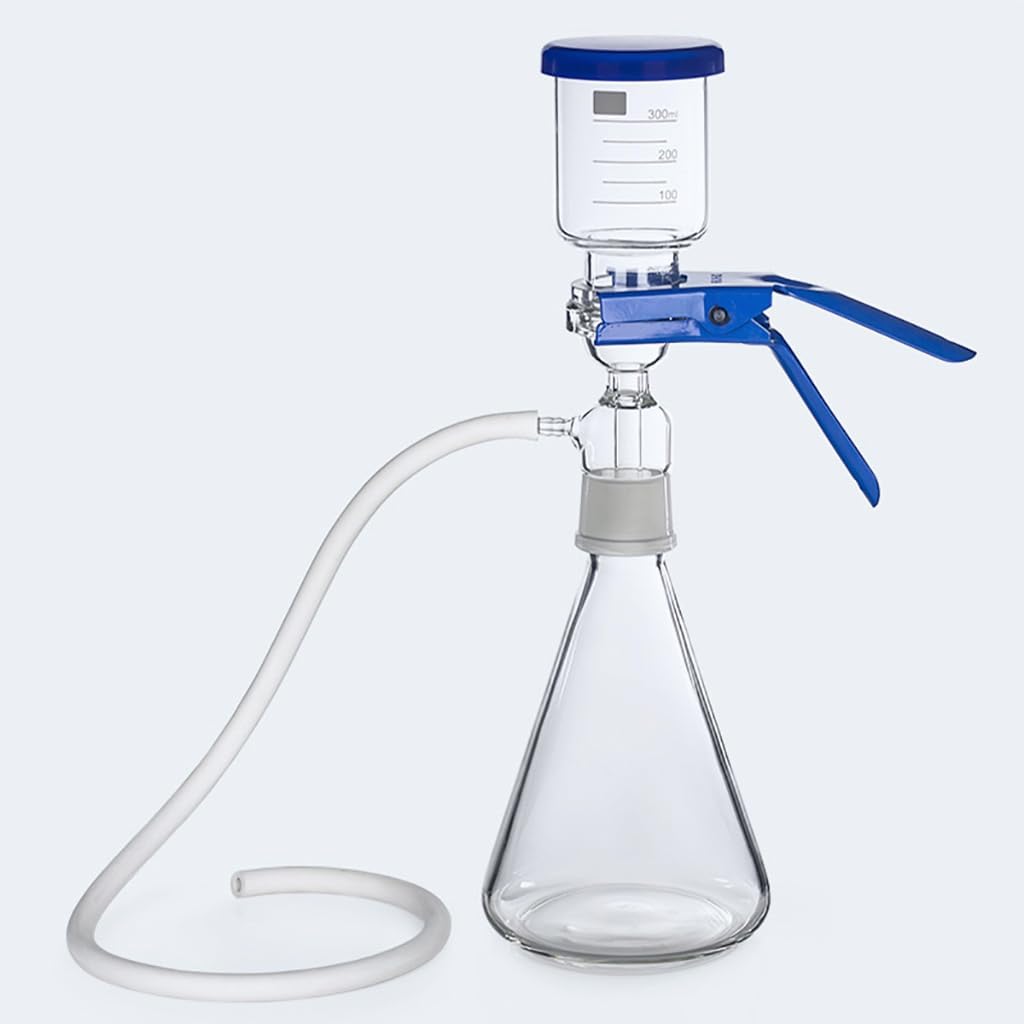 Vacuum Filtration Distillation Apparatus,Glass Funnel Filtering Kit with Filtering Flask & 300ml Graduated Funnel,Laboratory Glassware Essential Oil Distillation Equipment(Size:1000ml,Color:Glass)