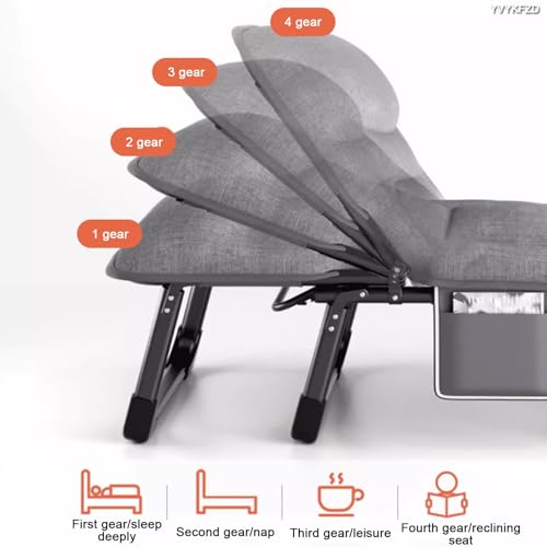 Lit de camping pliable robuste 4 positions avec appuie-tête intégré - 5