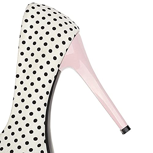 KOKOMOMO Womens Polka Dot High Heels Round Toe Platform Stiletto Pumps with Bows4