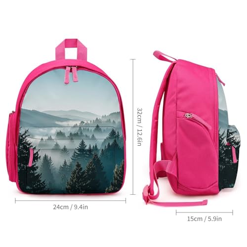 Blue Green Tree Landscape Backpack for Men Women, Durable Small Bookbag Lightweight Daypack for Travel, Hiking, Pink-style2