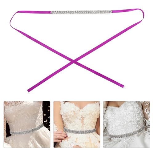 LUOZZY Sparkly Rhinestone Bridal Belt Wedding Waist Sash Glitter Ribbon Trim for Bride Bridesmaid Party Formal Gowns Deep Purple Accessory4