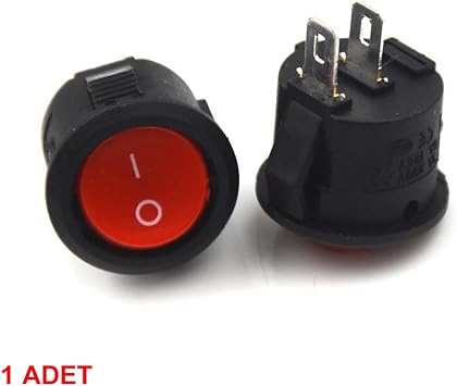 Yuvarlak 2 Pin Anahtar Rocker Switch Mini Buton Kırmızı Aç Kapa