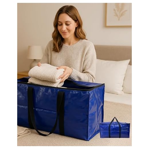 Premium Storage Tote, Heavy-Duty Carry Bag with Reinforced Handles for Moving/Travel/Home Organization, Large Moving Bags for Space Saving, Royal Blue