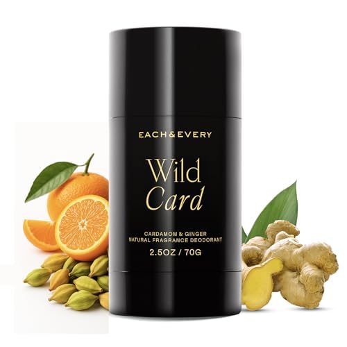 Each & Every All Natural Deodorant for Women & Men - Sensitive Skin, Plant-Based, Baking Soda & Aluminum-Free Deodorant - Clean Long Lasting 24 Hr Odor Control - Cardamom & Ginger Travel Size, 2.5oz