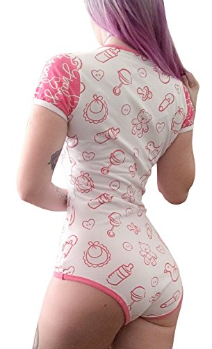 Littleforbig Adult Baby & Diaper Lover (ADBL) Button Crotch Romper Onesie - Nursery Blue/Pink Onesie3