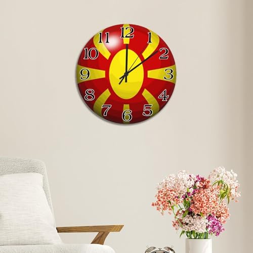 Horloge drapeau Macédoine 3D pour une déco de salon originale